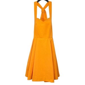 Lauren James Livingston Orange Halter Seersucker Gauze Midi Dress NWT Size Small